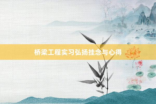 桥梁工程实习弘扬挂念与心得